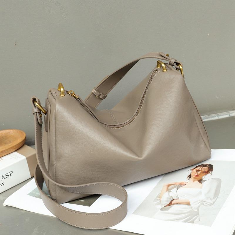 Fashion Vintage Genuine Leather Women's Top Layer Vegetable Tanned Cowhide Pillow Bag Women's Crossbody Handbag