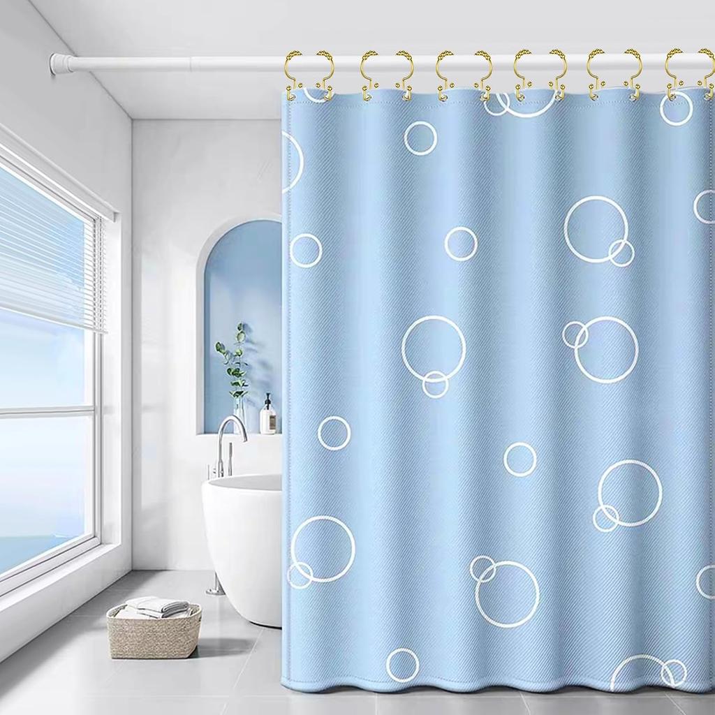 Shower Curtain Hooks Rings, Double Sided Shower Curtain Hooks Rust Proof for Bathroom Shower Rods Curta, Set of 12 Shower Hooks - Gold