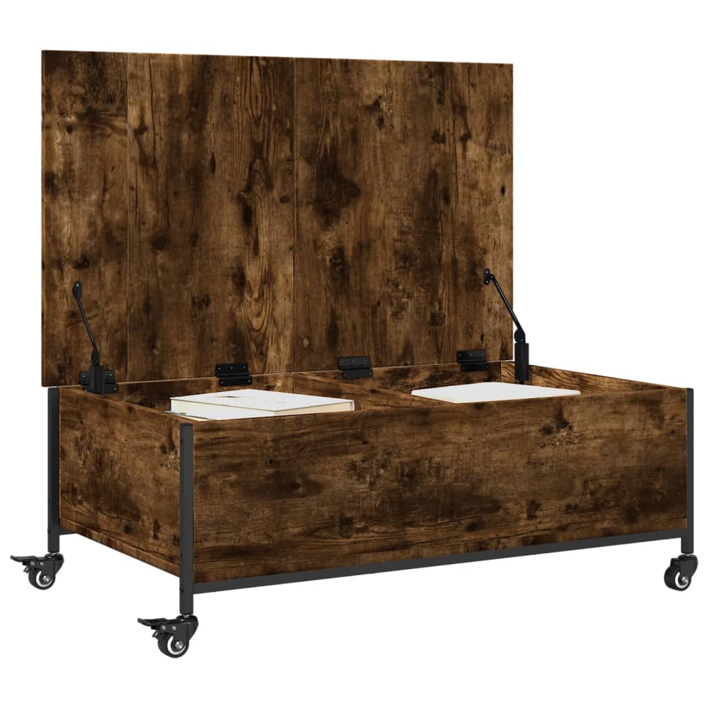 Vidaxl Tavolino da caffè su ruote, Rovere affumicato, 91x55x34 cm