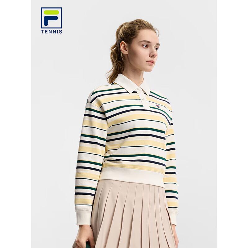 FILA Women s Tennis Striped Knit Pullover Sweatshirt XL