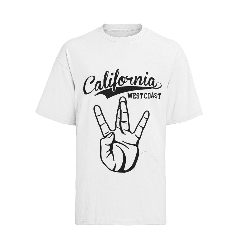 West Cost Gang Handzeichen California 2pac Hip Hop Musik T- Shirt Herren