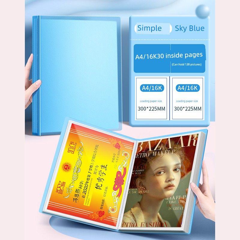 

Board Painting Collection Collection 8 Open A3/A2/8K/4K Painting Favorite Art Materials Drawing Paper Folder Storage Bag A4 Award Sketch Preservation A416K Simple 60 Sheets Blue