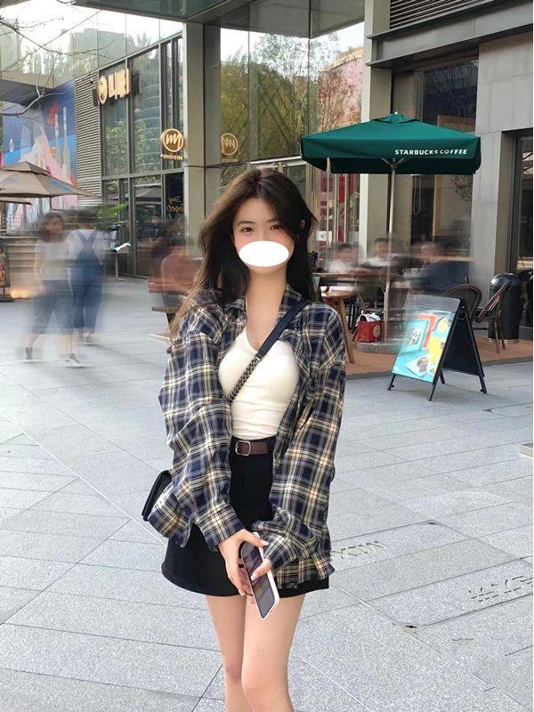 Women's Plaid Long Sleeve Korean Style Cardigan Shirt - Loose Retro Jacket for Spring and Autumn