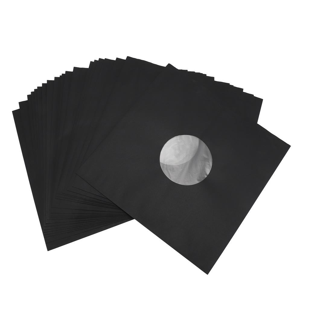 20pcs Record Kraft Paper Jackets 12inches Storage Protective 33 Rpm Record Jackets Matte Black