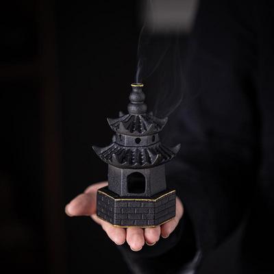 Antique Copper Lotus Sandalwood Incense Burner - Zen Holder for Coils, Censer for Tea Ceremony and Aromatherapy In Living Room.