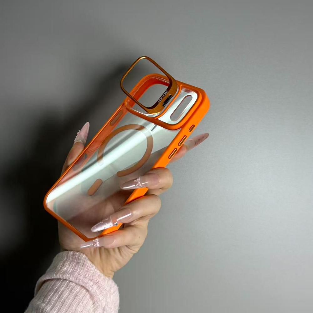 Transparent Case For iPhone 17 Air 16 15 14 Plus 13 12 11 Pro Max For Magsafe Wireless Charge Camera Stand Holder Lens Cover