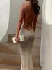 2025 Summer New Sexy Layered V-Neck Sleeveless Backless Lace-Up Knitted Beach Maxi Swimsuit Cover-Up Party Wear K242