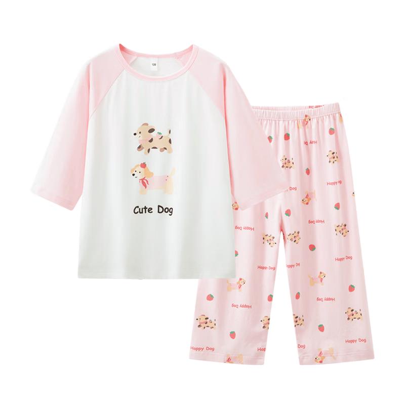 ZISEHY Pure Cotton Girls  Summer Pajama Set 130