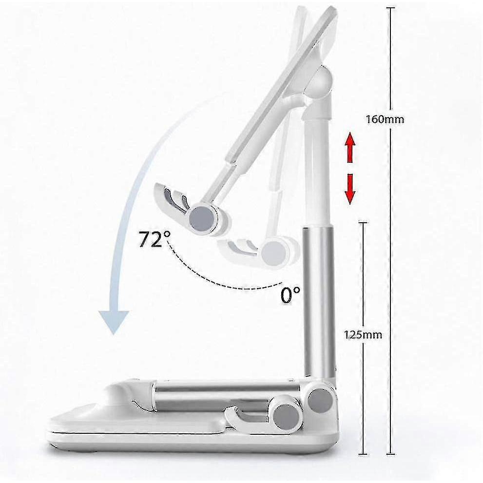 Phone Stand Angle Height Adjustable, Fully Foldable Portable Desktop Phone Stand Base Compatible White (1pcs)