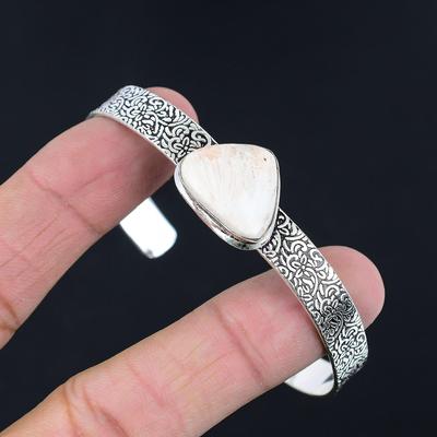 Daughters Day Sale Trillion Scolecite Gemstone 925 Silver Sister Bangle Jewelry