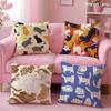 Cute Cat Cushion Cover Soft Short Plush Double-Sided Printing Home Decor Machine Washable Pillow Case Gift