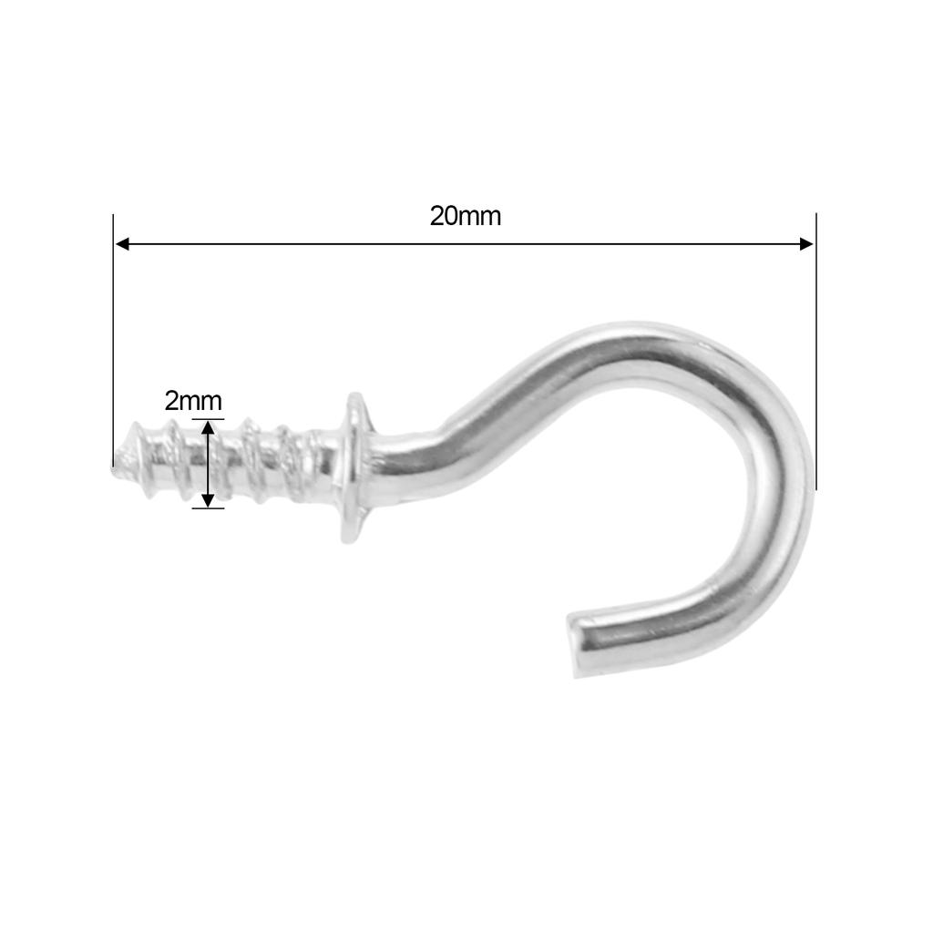20Pcs Ceiling Cups Hook Picture Frame Lamp Light Curtain Eyebolt Screw in Spiral Hanger Self-Tapping Screw Hook 20/23/29/33/38mm