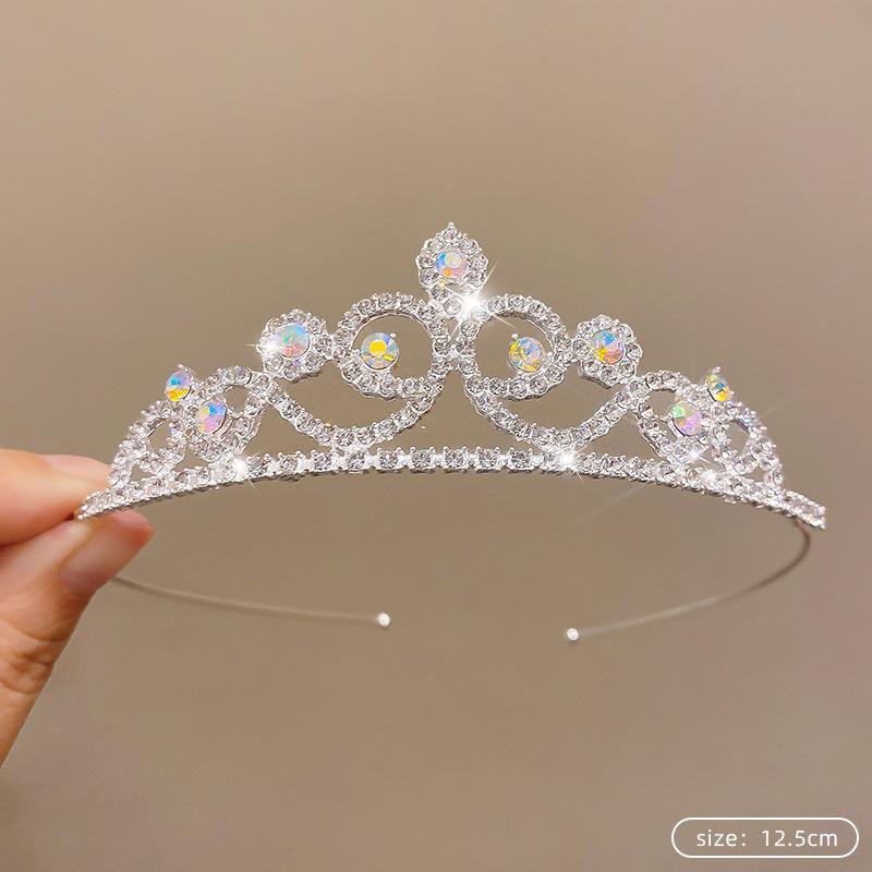 Children's Princess Crown Crystal Tiara Girls Hair Accessories High-end Atmosphere Dance Performance Birthday Gift Crown Bridal