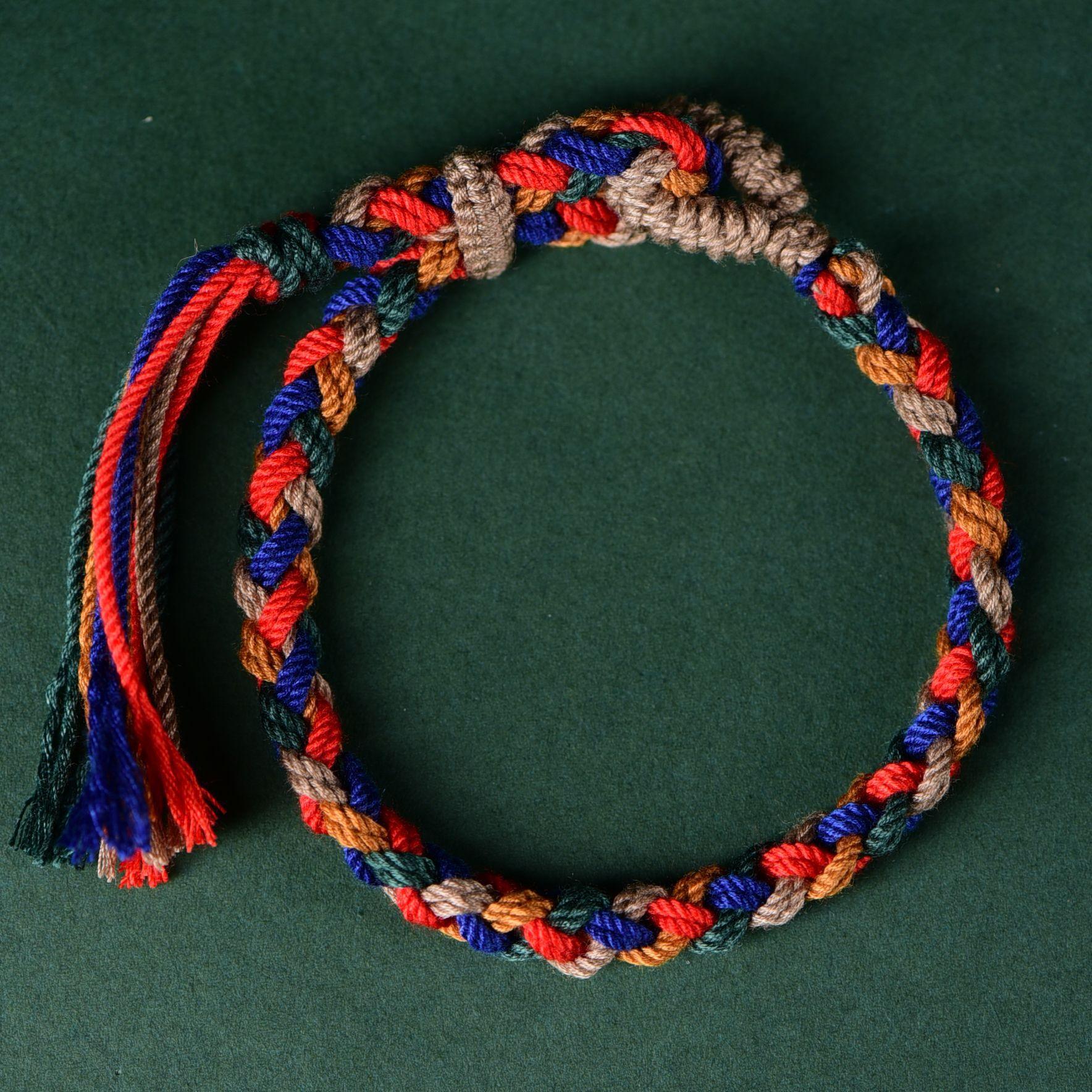 Ręcznie robiona tibetańska pleciona bawełniana bransoletka sznurkowa z frędzlem, etniczny duchowy amulet, pleciona bransoletka sznurkowa dla mężczyzn i kobiet black