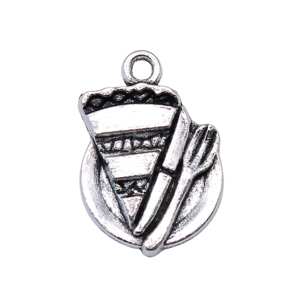 

10шт Торт Шармы Шармы Античное серебро Цвет Цинковый сплав 20X14mm