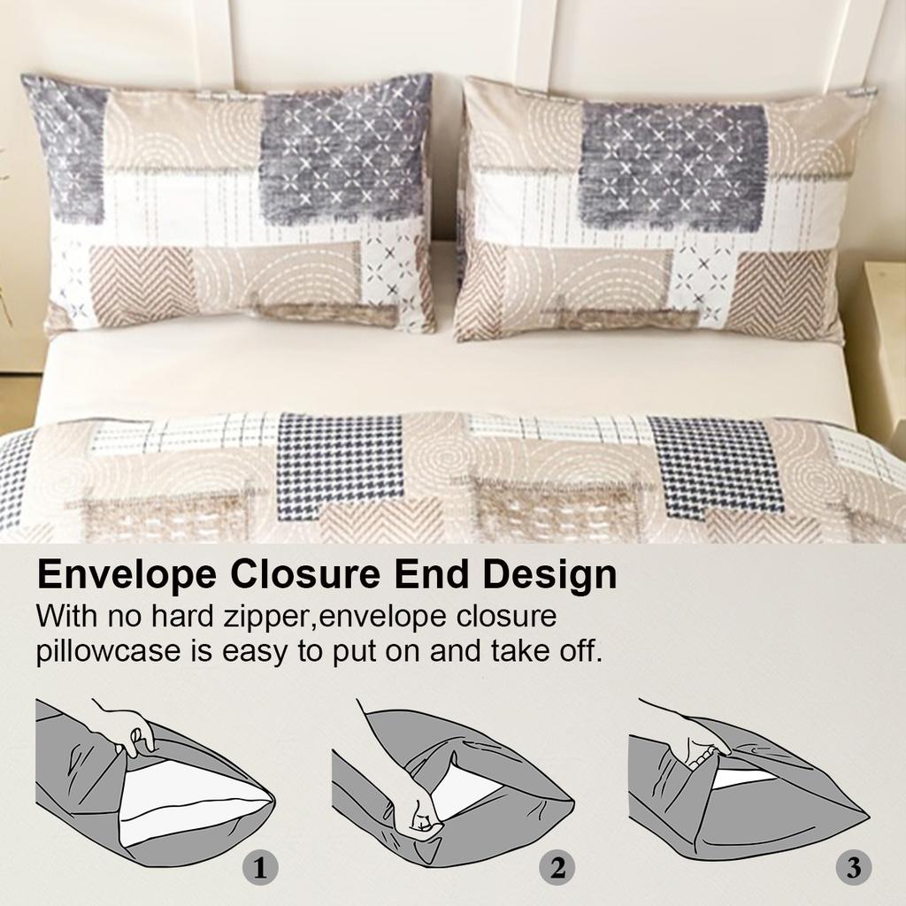 3pcs Chic Patchwork Design Pattern Print Duvet Cover Set, Soft Skin-Friendly Bedding Set Includes 1 Duvet Cover And 2 Pillowcase