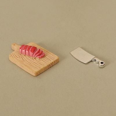 1/12 Maison de Poupée Planche à Découper la Viande Set de Couteaux de Cuisine Miniature Maison de Poupée Décoration de Cuisine Accessoires de Maison