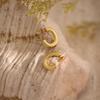 18k Gold-Plated Geometric Hammered Stainless Steel Stud Earrings