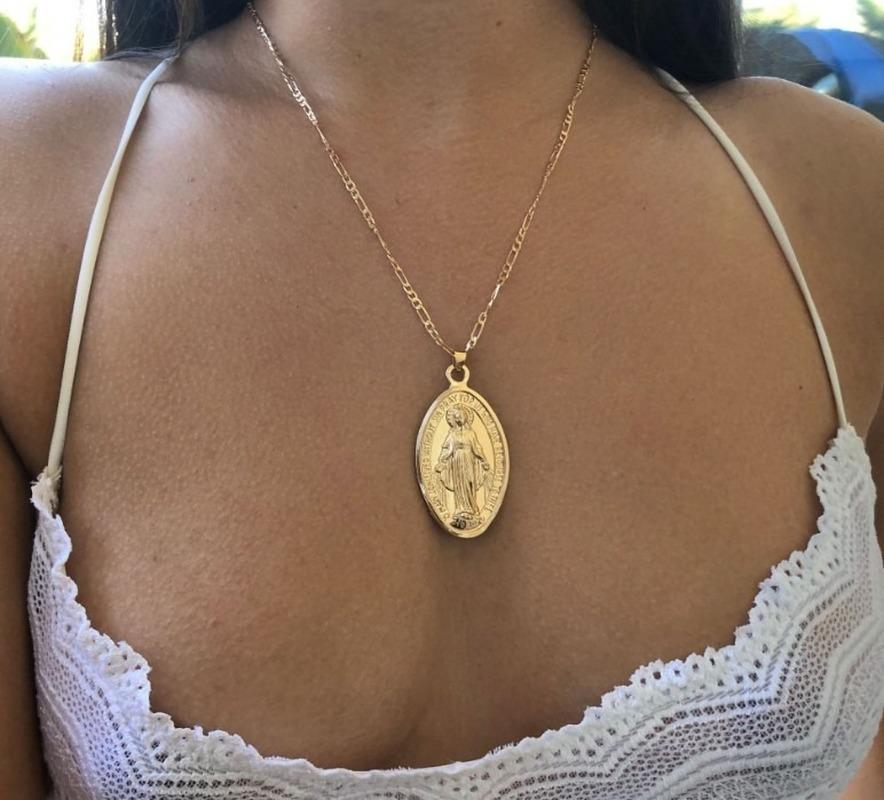Mother Maria Virgin Mary Pendant Necklace for Women Gold Color Lady Jewelry Cross Trendy Chain Jesus Mom Necklaces