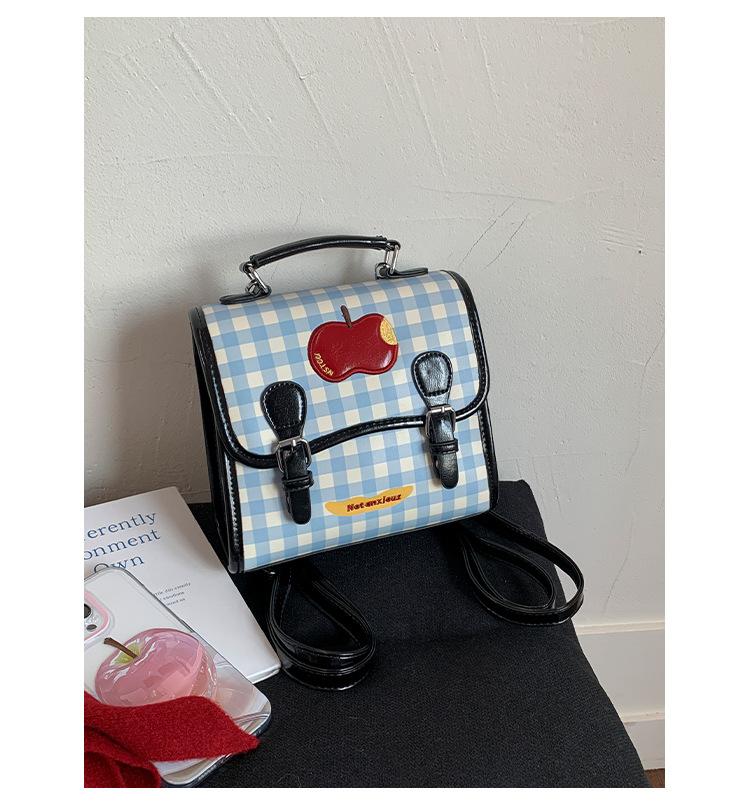 

2025 год, новый рюкзак Dopamine Cute Apple One Pack с несколькими спинками, подмышками, новый маленький клетчатый рюкзак чёрный