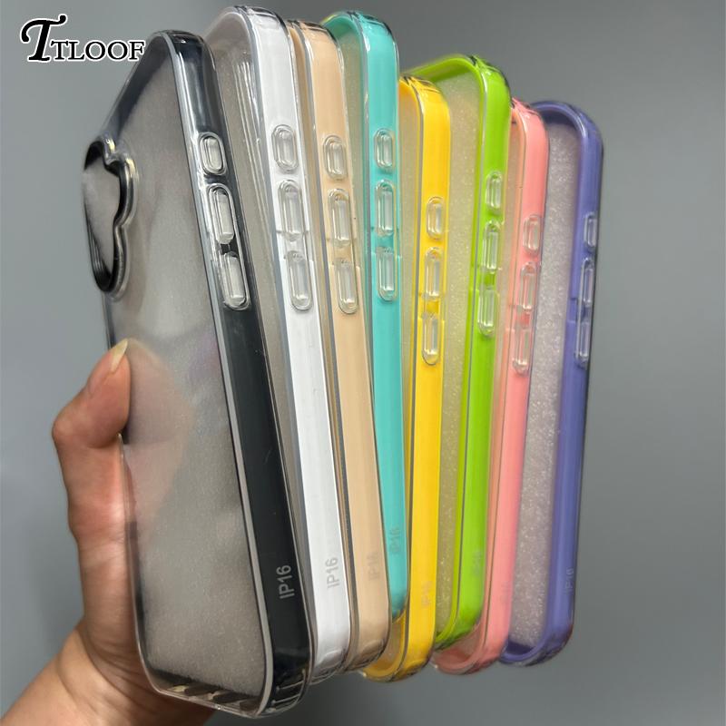 2in1 Clear With Wrist Strap lanyard Phone Case For iPhone 11 12 13 14 15 16 Pro Max Plus Shockproof Bumber Soft TPU Cover