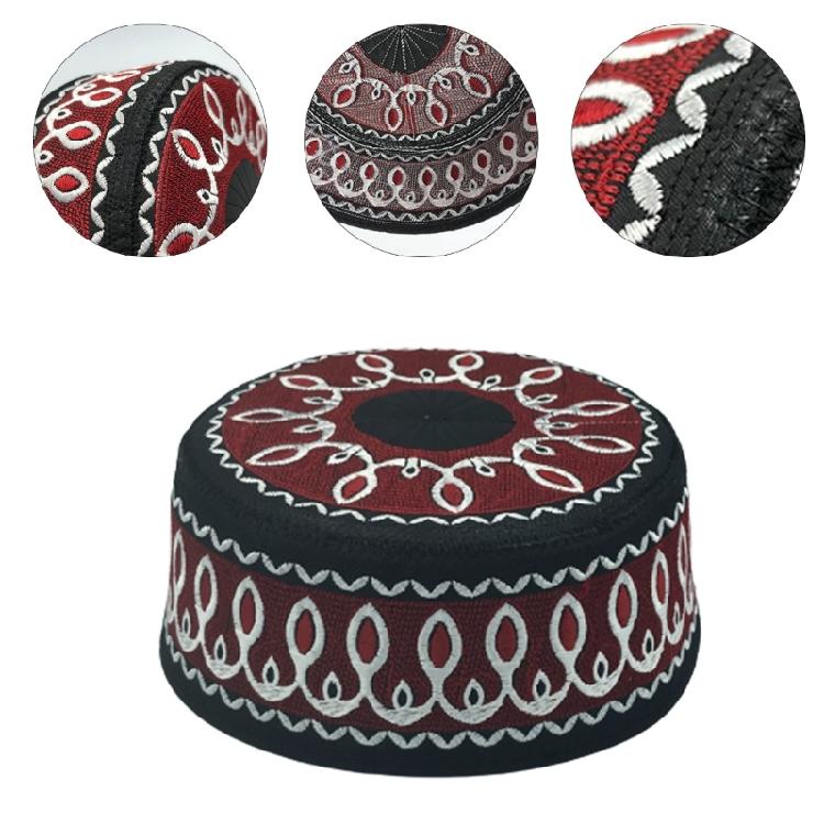 Teens Embroidery Islamic Beanie Breathable Protecting Casual Pray Hat for Adult