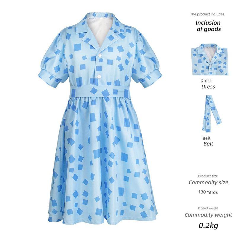 Matilda Cosplay Costume Musical Theater Hortensia Children s Costume Role-Playing Matilda Cosplay Outfit Matilda Dress (Blue) Children s Size 130