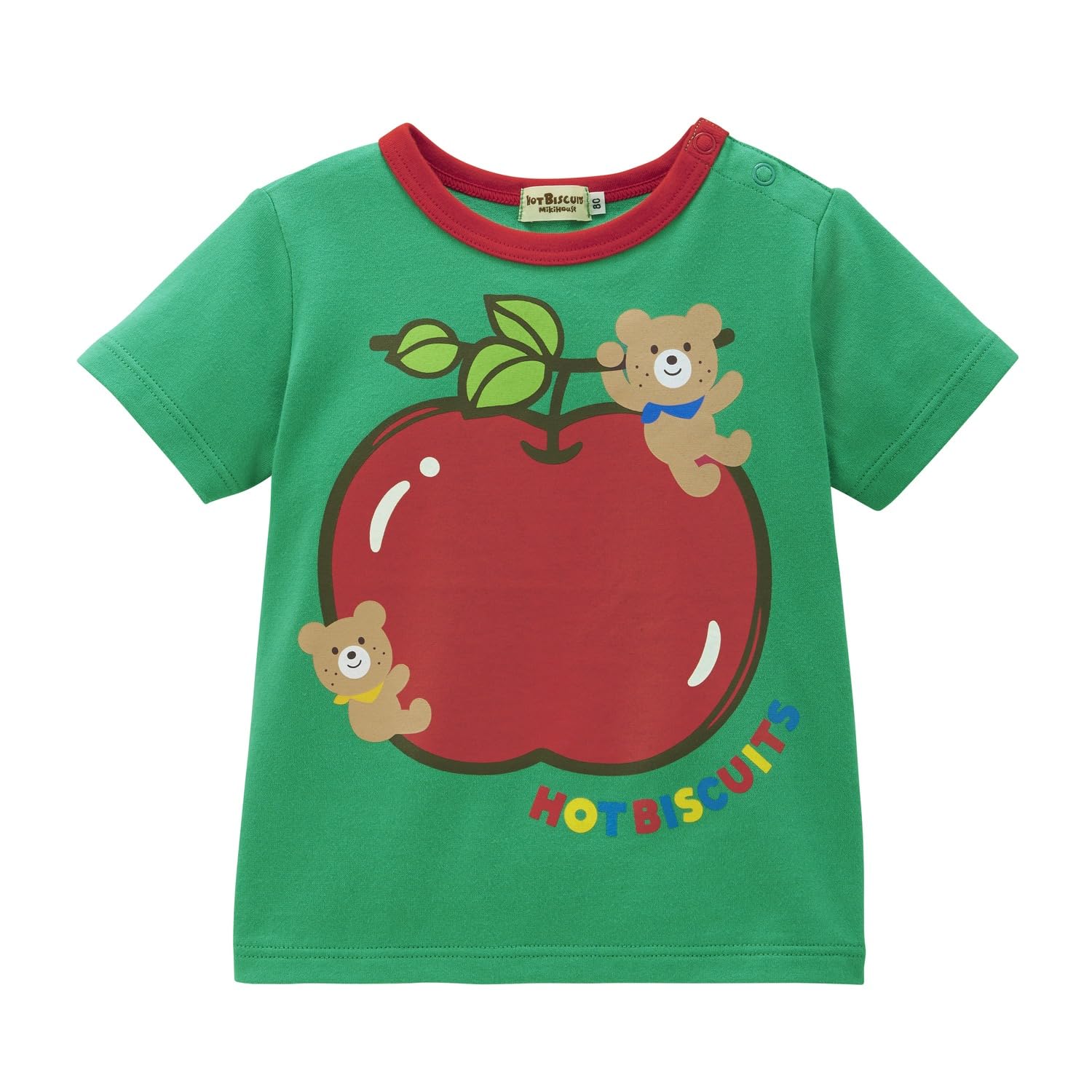 

Футболка с коротким рукавом MIKI HOUSE HOT BISCUITS, для мальчиков и девочек, детская, одежда для детей, зеленая, 80 см, 72-5212-683