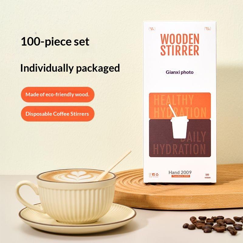 

Gianxi 14cm Coffee Stirrer Disposable Milk Powder Stirrer Wooden Milk Stirrer Spoon Individually Packaged Stirrer