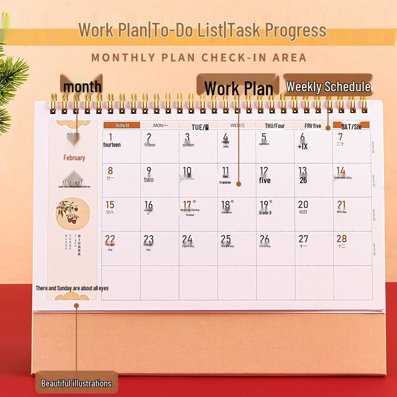 2026 Year of the Horse Retro Chinese Desk Calendar - Customizable Advertisement Gift & Monthly Desktop Ornament