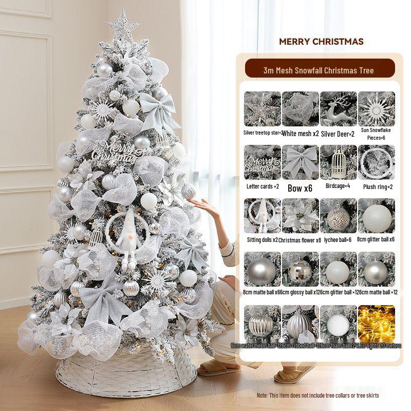 2M Luminous White Flocked Christmas Tree for Home or Window Decoration
