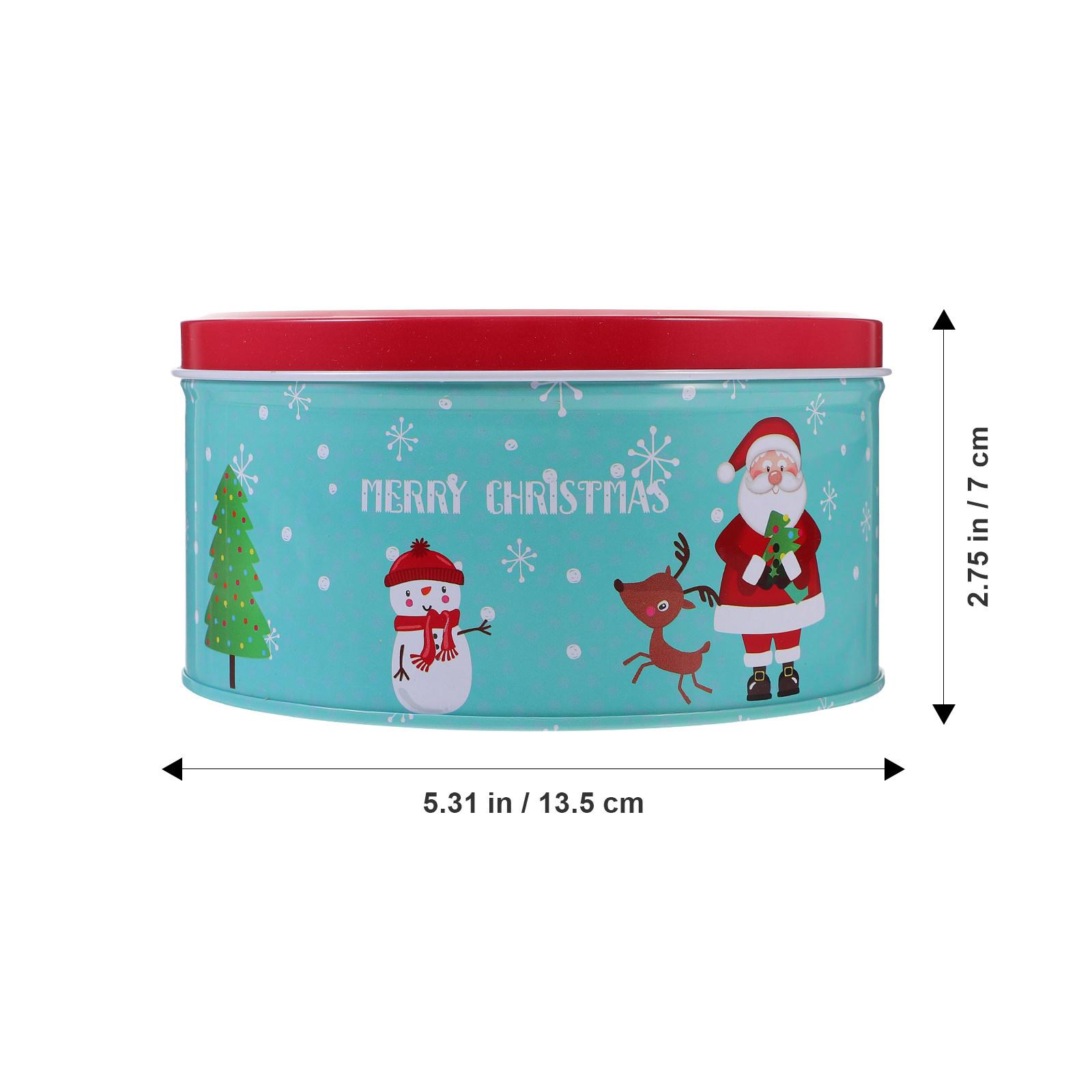

Christmas Tinplate Candy Box Festive Red Green Design with Easy-Open Lid for Holiday Treats Cookies Biscuits Gifts Storage Xmas синий