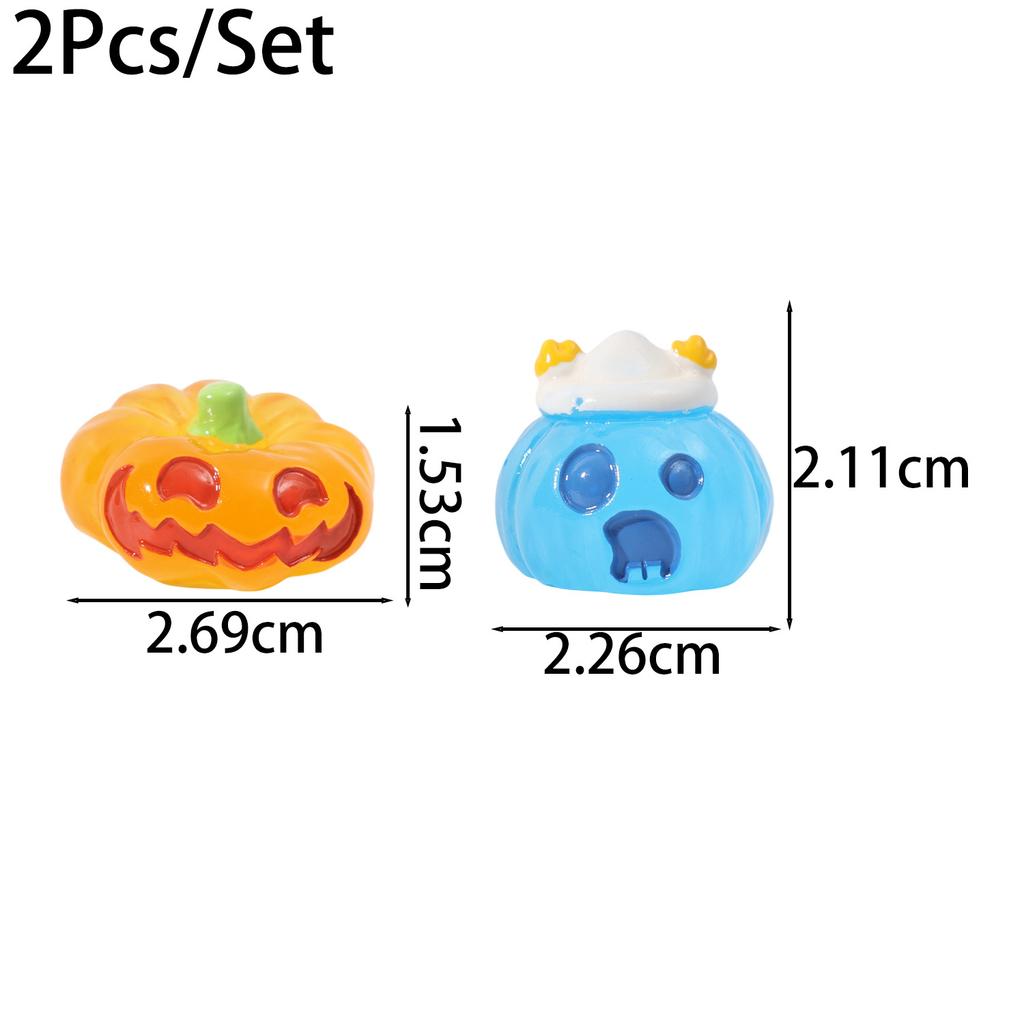 8PCS Spooky Halloween Luminous Pumpkin Ghost Mini Glow In The Dark Resin Craft Statues Vivid Color Home Party Display Kids
