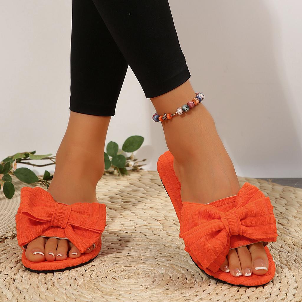 2025 summer new one-word thick-bottomed Mao Mao slippers women's embossed cotton tows European and American foreign trade large-size Mao Mao slipp