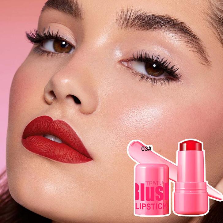 Lápiz labial en barra Jelly Blush Blush para labios y mejillas, de doble uso, de cuatro colores, Q-elastic, con contorno natural, que cambia de color y aclara, dos en uno