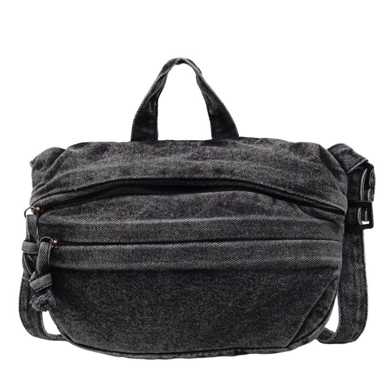 Tooling style denim bag women's new fashion commuter handbag summer texture shoulder messenger bag