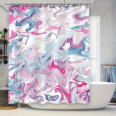 Rideau de douche aquarelle tourbillonnante Rose Bleu Blanc Violet Gris Marbré Tapis de bain Tissu décoratif Doublure imperméable pour salle de bain