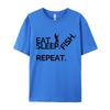 Eat Sleep Fish Repeat Tshirt Cotton Normal Tees Coupons Unisex TShirt Casual Tops Shirts Wholesale Basic