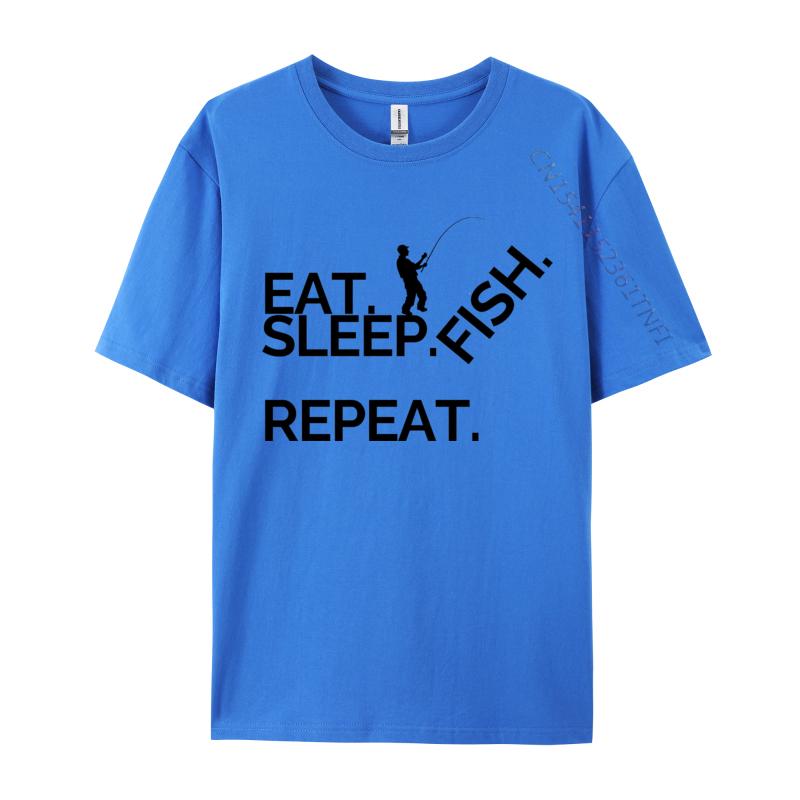 Eat Sleep Fish Repeat Tshirt Cotton Normal Tees Coupons Unisex TShirt Casual Tops Shirts Wholesale Basic