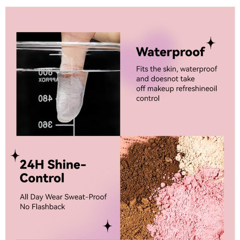 Perleťový sypký pudr, lehký matný medový pudr, rozjasňující tělový pudr, voděodolný, odolný proti potu a fixační pudr s kontrolou mastnoty