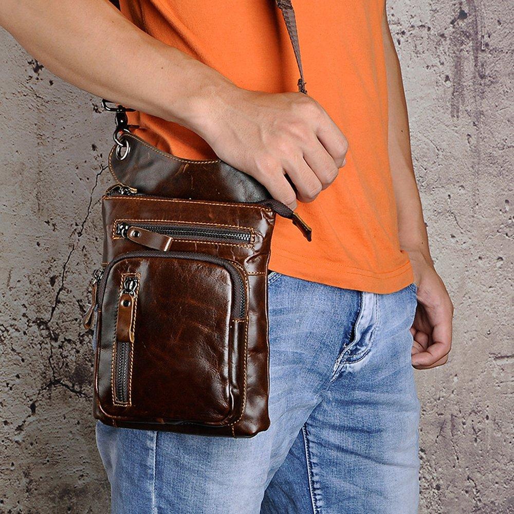 Meigardass Bein-Hüfttasche aus echtem Leder, abriebfest, Herren-Pouch, Leder, multifunktional, Motorrad, Oberschenkel, Tasche, Outdoor, wasserdicht, (Braun