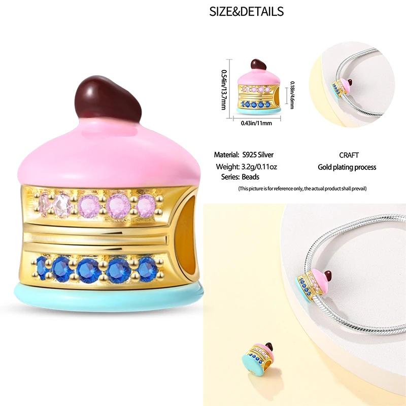 New copper Delicious Food Cake Bread Charm Bead Charms Compatible With Authentic BraceletsBangle Do It Yourself Bead Charms for Women Birthday Jewell