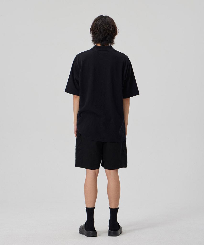 MAKEITTO 6 Pockets Semi Wide Cargo Half Pants_Black