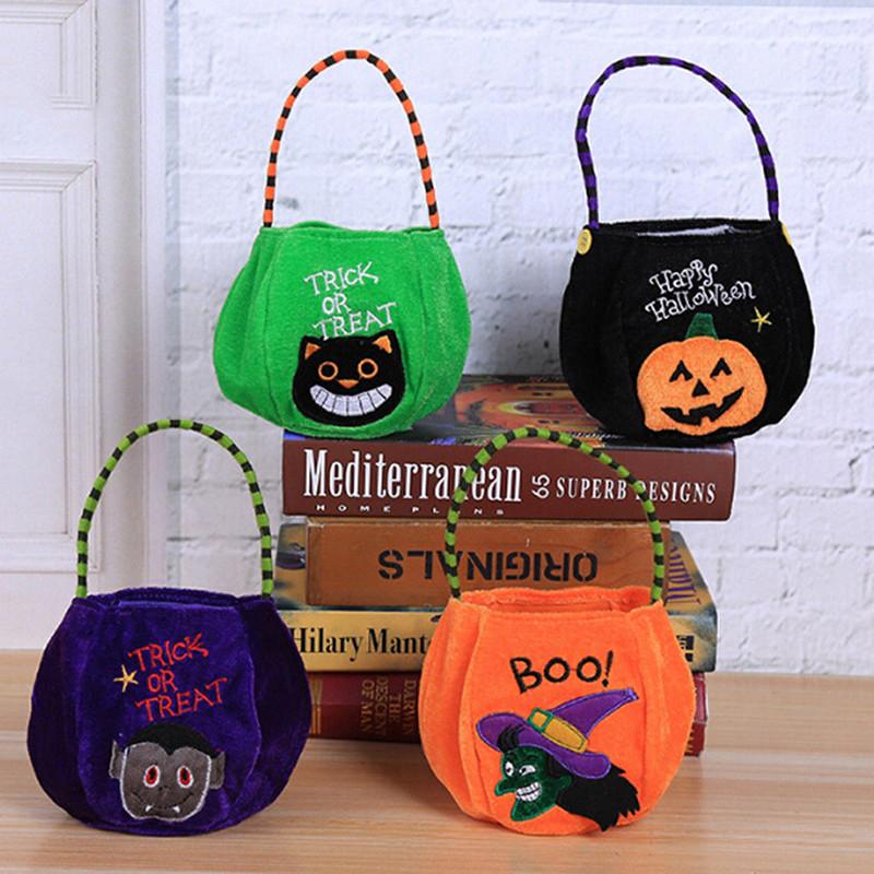 Halloween Bags Candy Pumpkin Handbag Trick Or Treat Cat Witch Bags Decor Prop