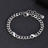 New Men's Chain Bracelets,Silver Color Stainless Steel Cuban Link Wristband,Hip Hop Punk Jewelry Gift