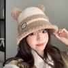 Autumn and Winter Lamb Velvet Warm Fisherman's Hat for Women's Travel Foldable Basin Hat Korean Style Trendy Versatile Small Bucket Hat with Face