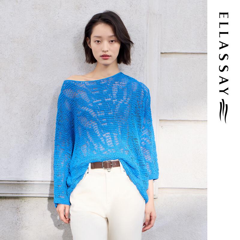 ELLASSAY Women's Summer Hollow-Out Knit Pullover