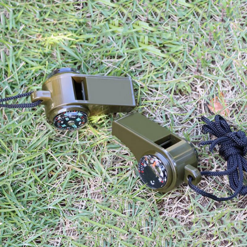 1/2pc 3 in 1 Emergency Survival Whistle Compass Thermometer Referee Whistle Camping Hiking Outdoor Multifunction Whistle