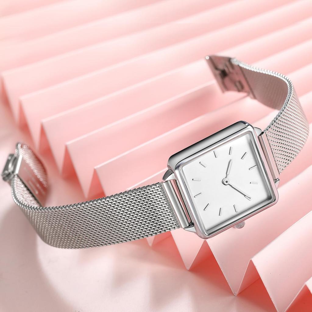 RORIOS watch Women's Wristwatch Popular Unique Square Face Simple Classic Watch Japanese Quartz Stylish Cute Casual Stainless Steel Commuting School B