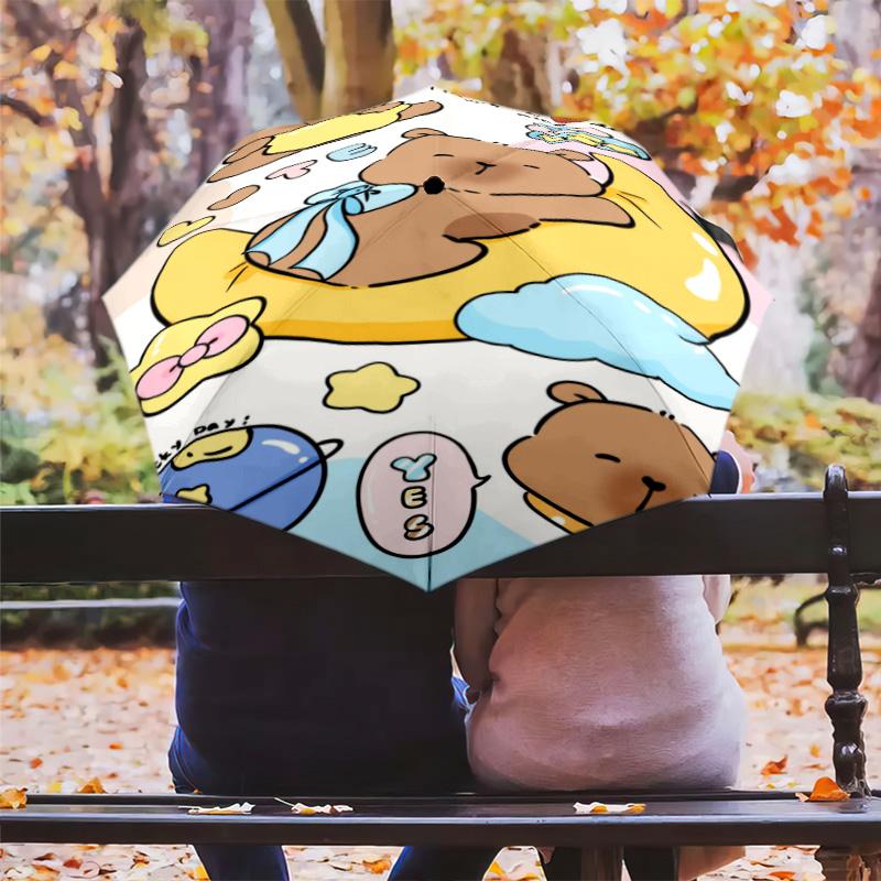 Capybara Begleiter Faltbarer Regenschirm Reise 8 Rippen Sonnenschirm Reise